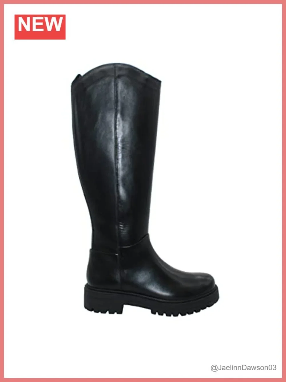 Knee High Leather Boots Round Toe Zip Up Flat Heel Fall